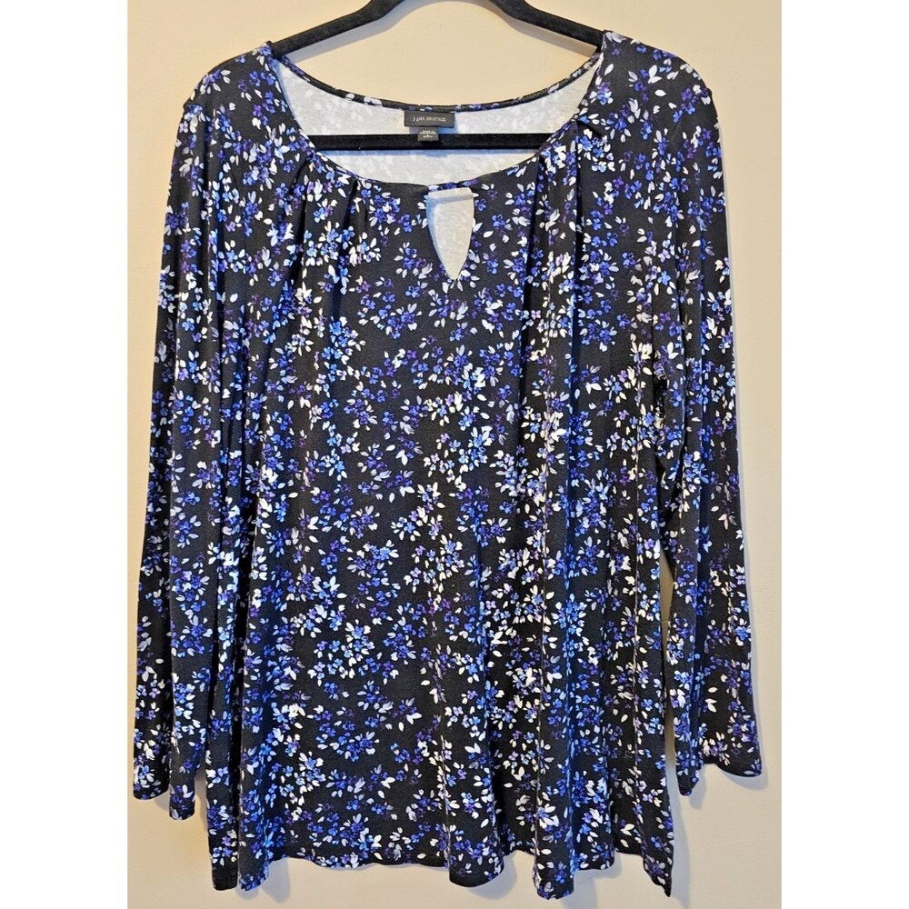 Pure Jill Womens Long-Sleeve Top L Petite LP, black, purple, blue